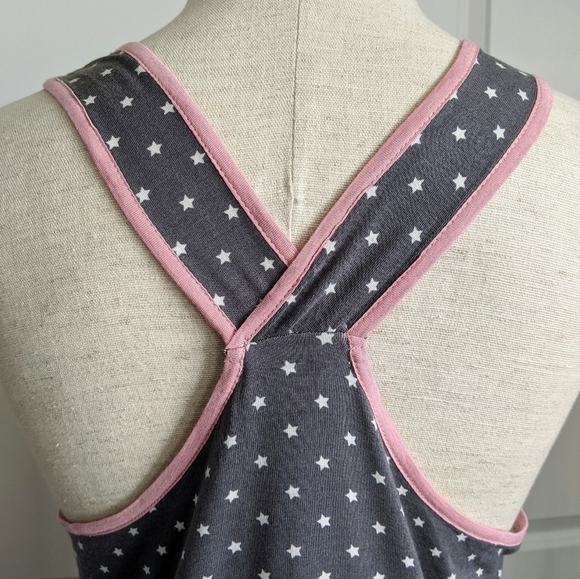 PJ Salvage Tank Lounge Racerbacki Star Print Grey White Pink Scoop Neck L NWT - Picture 6 of 8